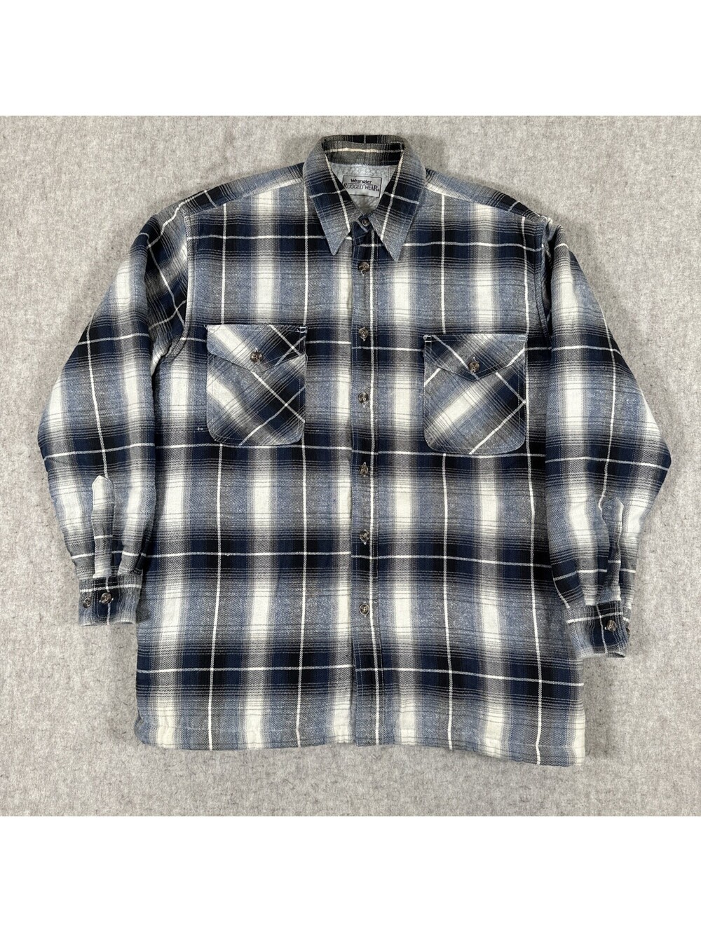 Wrangler Mens Sherpa Fleece Lined Flannel Shirt Jacket Medium Plaid Workwear